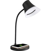 17" Height x 6" Width - LED Bulb - Qi Wireless Charging, Touch Sensitive Control Panel, Dimmable, Adjustable Height, USB Charging, Gooseneck, ClearSun LED - 270 lm Lumens - Plastic - Desk Mountable - Black - for Phone, Desk