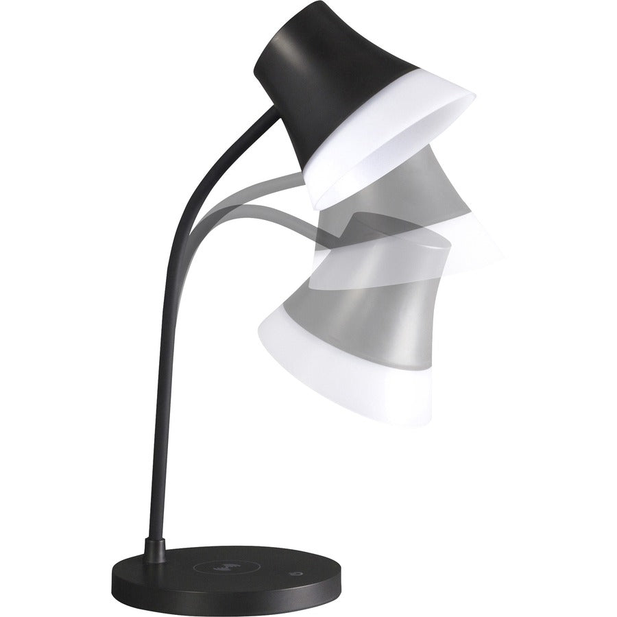 17" Height x 6" Width - LED Bulb - Qi Wireless Charging, Touch Sensitive Control Panel, Dimmable, Adjustable Height, USB Charging, Gooseneck, ClearSun LED - 270 lm Lumens - Plastic - Desk Mountable - Black - for Phone, Desk