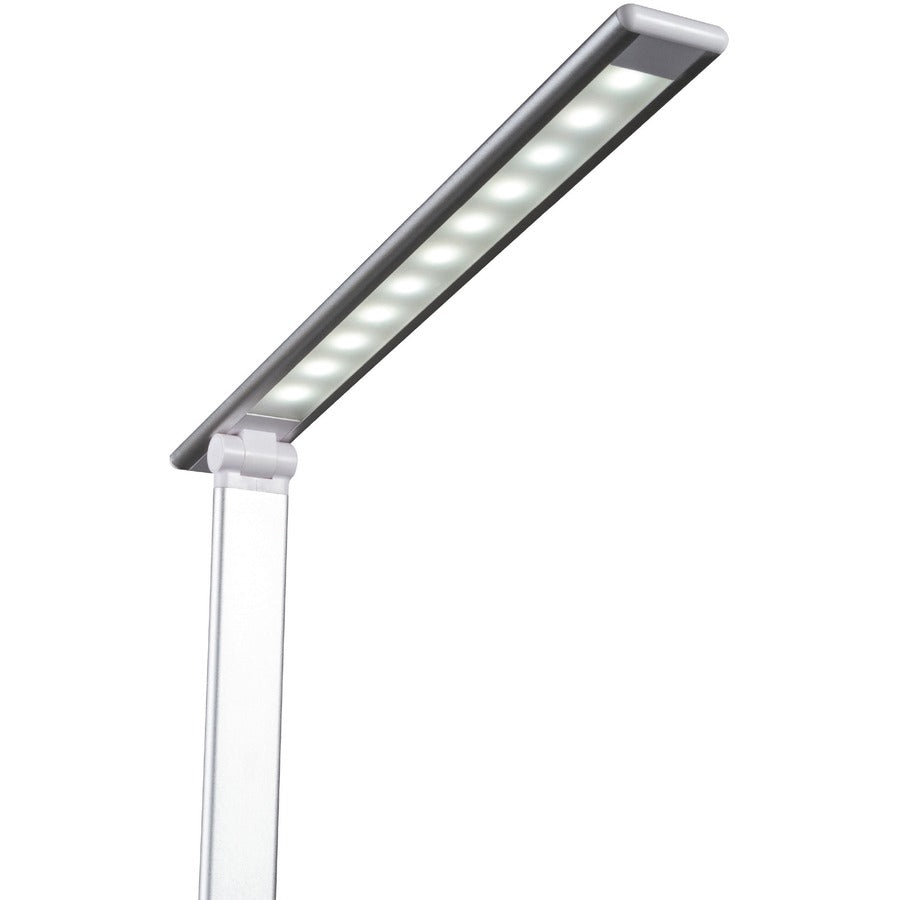 22" Height - LED Bulb - Matte - Qi Wireless Charging, Adjustable Brightness, Adjustable Height, USB Charging, Foldable, ClearSun LED, Touch-activated, Dimmable, Adjustable Angle - Aluminum - Desk Mountable - White, Silver - for Smartphone, Desk