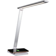 22" Height - LED Bulb - Matte - Qi Wireless Charging, Adjustable Brightness, Adjustable Height, USB Charging, Foldable, ClearSun LED, Touch-activated, Dimmable, Adjustable Angle - Aluminum - Desk Mountable - White, Silver - for Smartphone, Desk