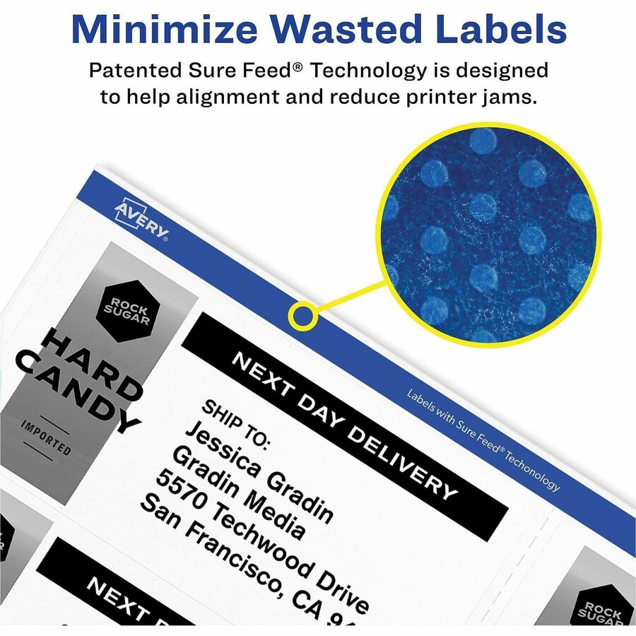 x 2 1/2" Width x 4" Length - Permanent Adhesive - Rectangle - Laser - Matte - White - Paper - Permanent Adhesive, Smudge-free, Jam-free, Smudge Resistant, Stick & Stay - 8 / Sheet - 25 Total Sheets - 200 Total Label(s) - For Label Printer - 200 / Pack