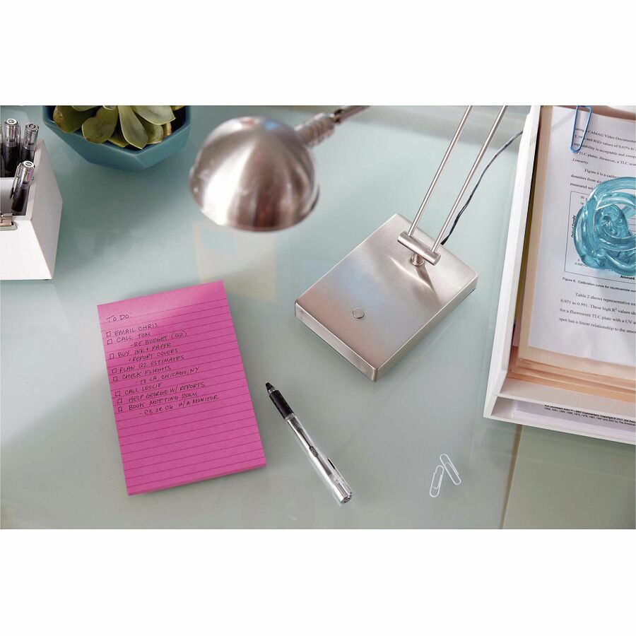 Post-it&reg; Super Sticky Notes - Energy Boost Color Collection - 4" Flag/Note Width x 6" Flag/Note Length - Rectangle - 45 Sheets per Pad - Vital Orange, Tropical Pink, Blue Paradise, Limeade - Sticky - 24 / Pack