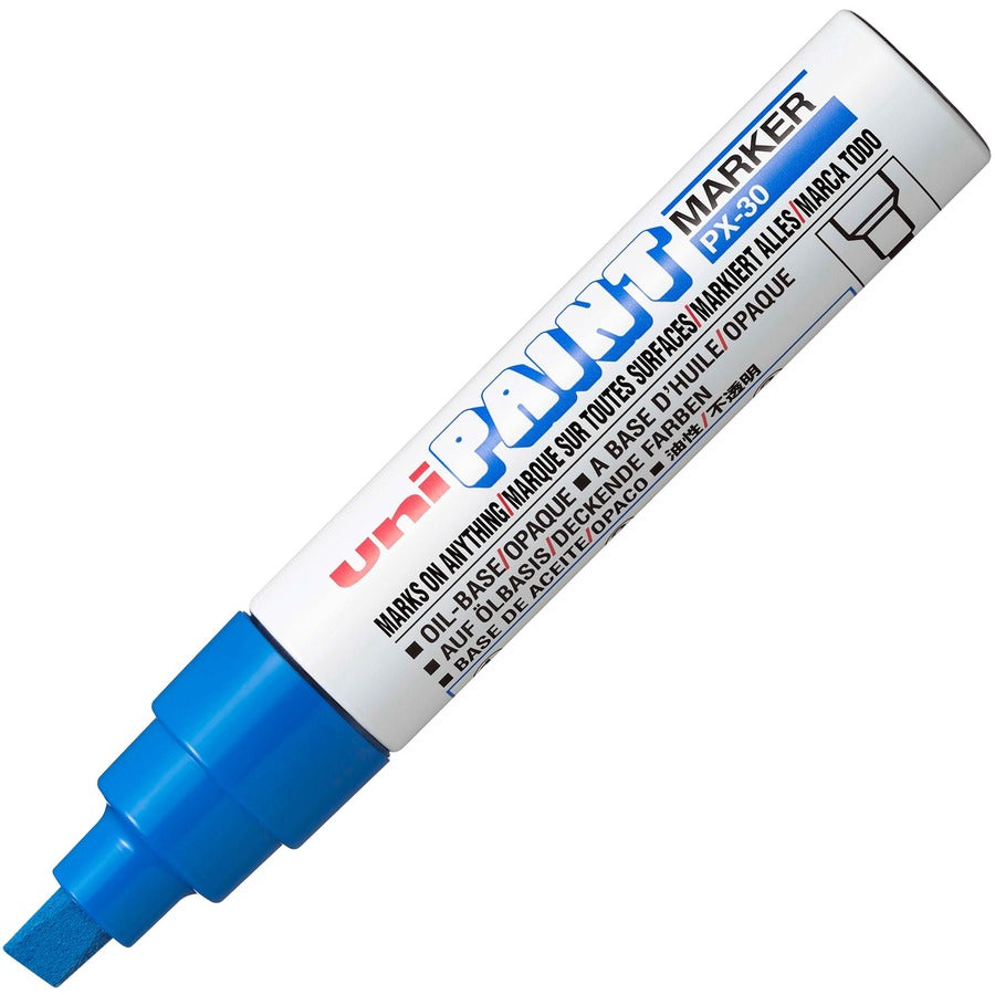 uniball™ uni-Paint PX-30 Oil-Based Paint Marker - Broad Chisel Marker Point - Blue Ink - Oil Based - 6 / Box