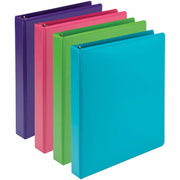 Samsill Earthchoice Durable View Binder, 1" Capacity, Letter Size, 3 Round Rings, 2 Internal Pockets, Assorted Colors, Recycled & Bio-based, Clear Overlay, Flexible, 4 Pack