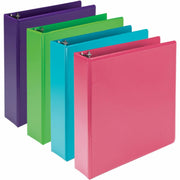 Samsill Earthchoice Durable View Binder, 2" Capacity, Letter Size, 425 Sheet, 3 Round Rings, 2 Internal Pockets, Assorted Colors, Recycled, Bio-based, Clear Overlay, 4 Pack