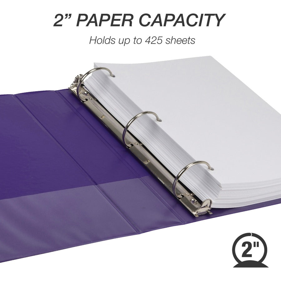 Samsill Earthchoice Durable View Binder, 2" Capacity, Letter Size, 425 Sheet, 3 Round Rings, 2 Internal Pockets, Assorted Colors, Recycled, Bio-based, Clear Overlay, 4 Pack