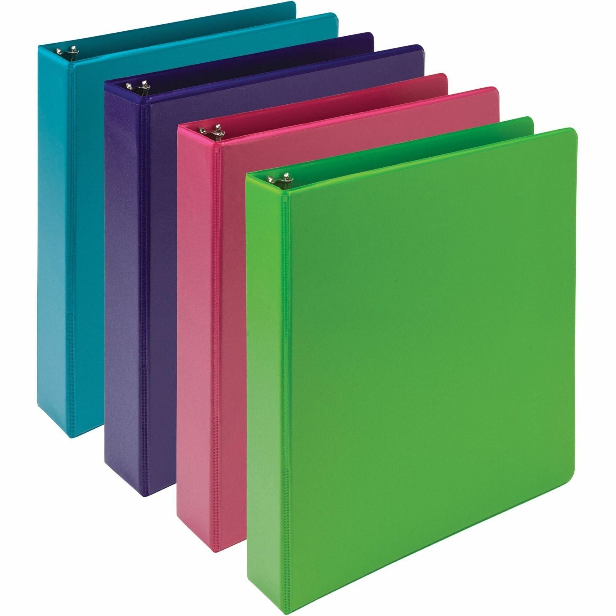 Samsill Earthchoice Durable View Binder, 1.5" Capacity, Letter Size, 325 Sheet, 3 Round Rings, 2 Internal Pockets, Assorted Colors, Recycled & Bio-based, 4 Pack