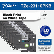 Rectangle - Thermal Transfer - Black on White - Water Resistant - Laminated - 10 Cassette