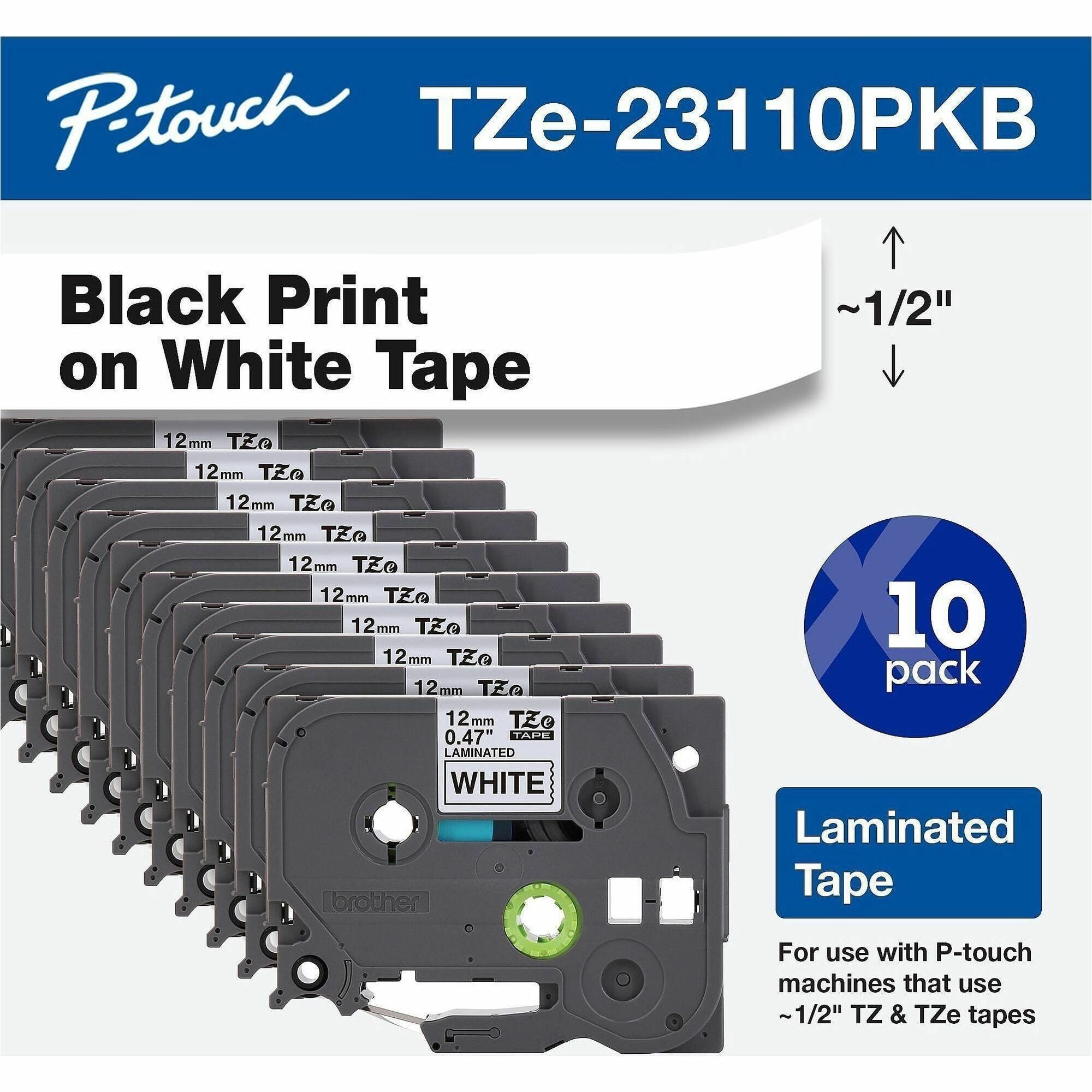 Rectangle - Thermal Transfer - Black on White - Water Resistant - Laminated - 10 Cassette
