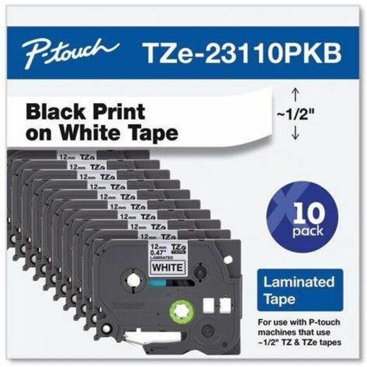 Rectangle - Thermal Transfer - Black on White - Water Resistant - Laminated - 10 Cassette