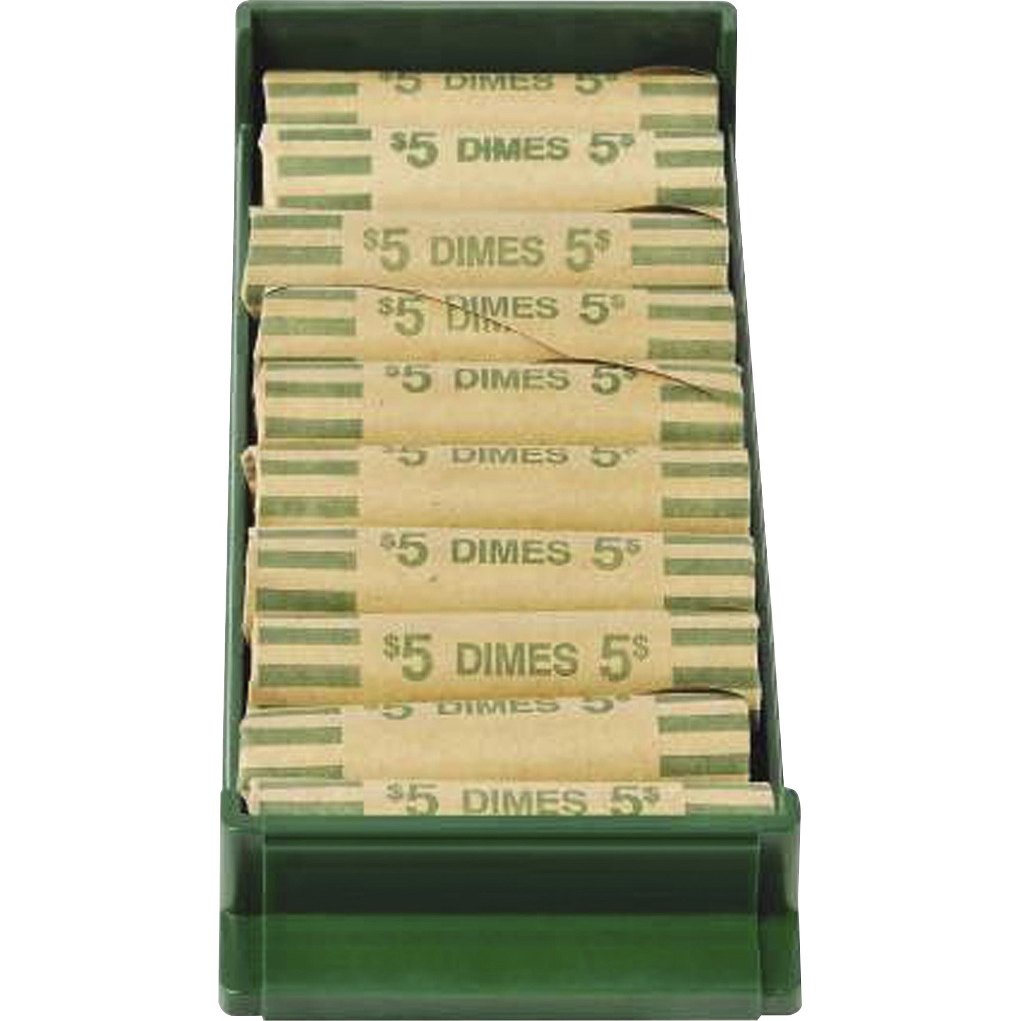 10 Coin Compartment(s) - Green - Plastic - 2 / Pack