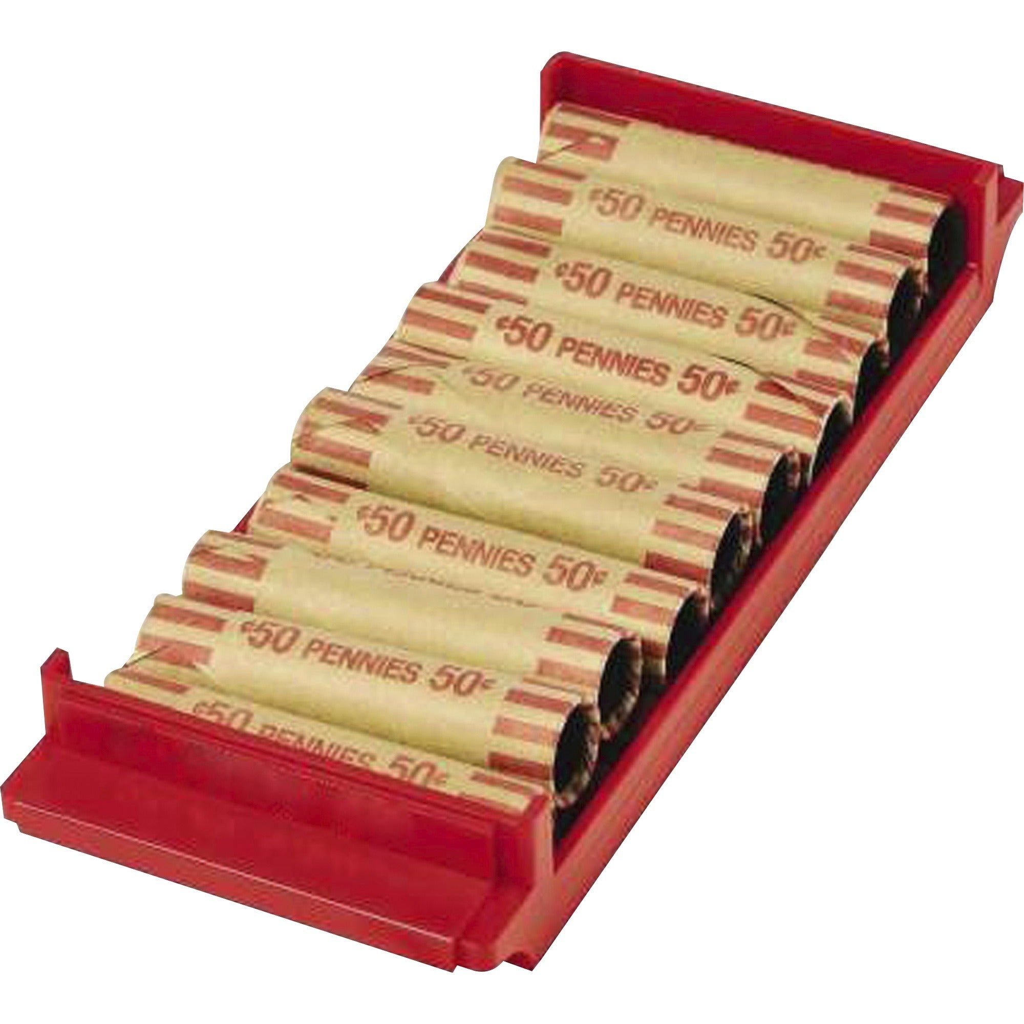 10 Coin Compartment(s) - Red - Plastic - 2 / Pack