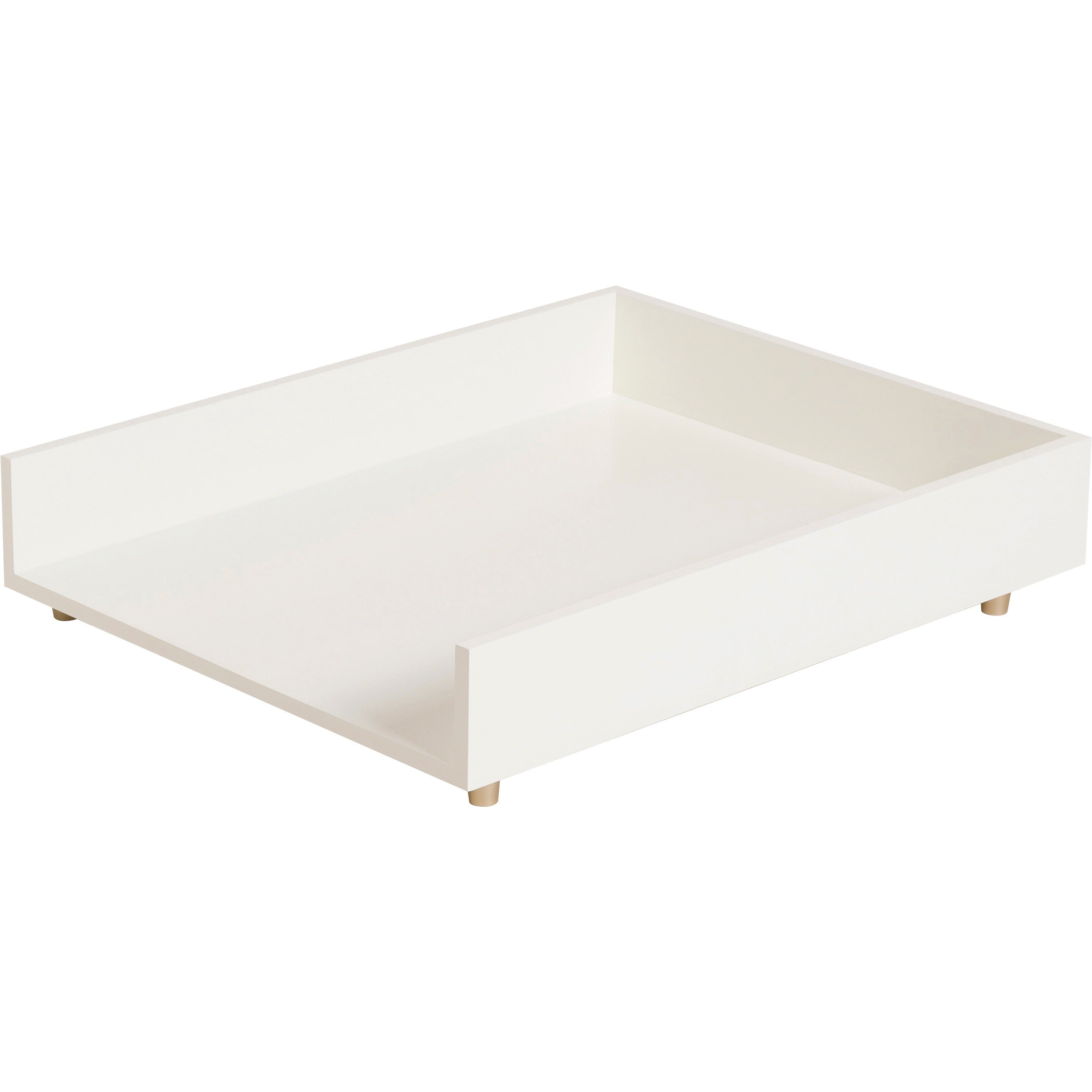 2.50" Height x 9.80" Width x 12.30" Depth - Desktop, Tabletop - Stackable, Front Loading - White - Pine Wood, Brass - 1 Each
