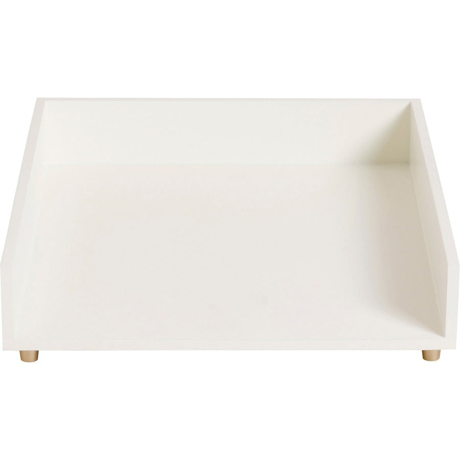 2.50" Height x 9.80" Width x 12.30" Depth - Desktop, Tabletop - Stackable, Front Loading - White - Pine Wood, Brass - 1 Each
