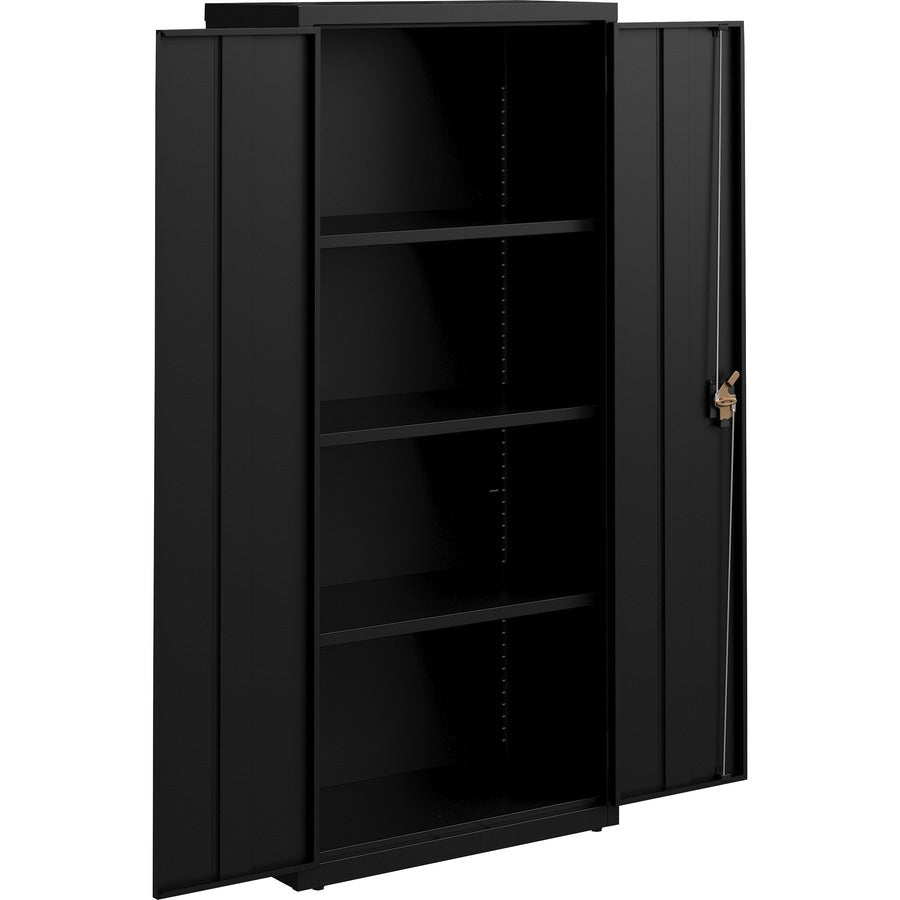 Lorell Fortress Series Slimline Storage Cabinet, 30"W x 15"D x 66"H, 4 Adjustable Shelves, 720 lb Capacity, Steel, Black, 1 Each