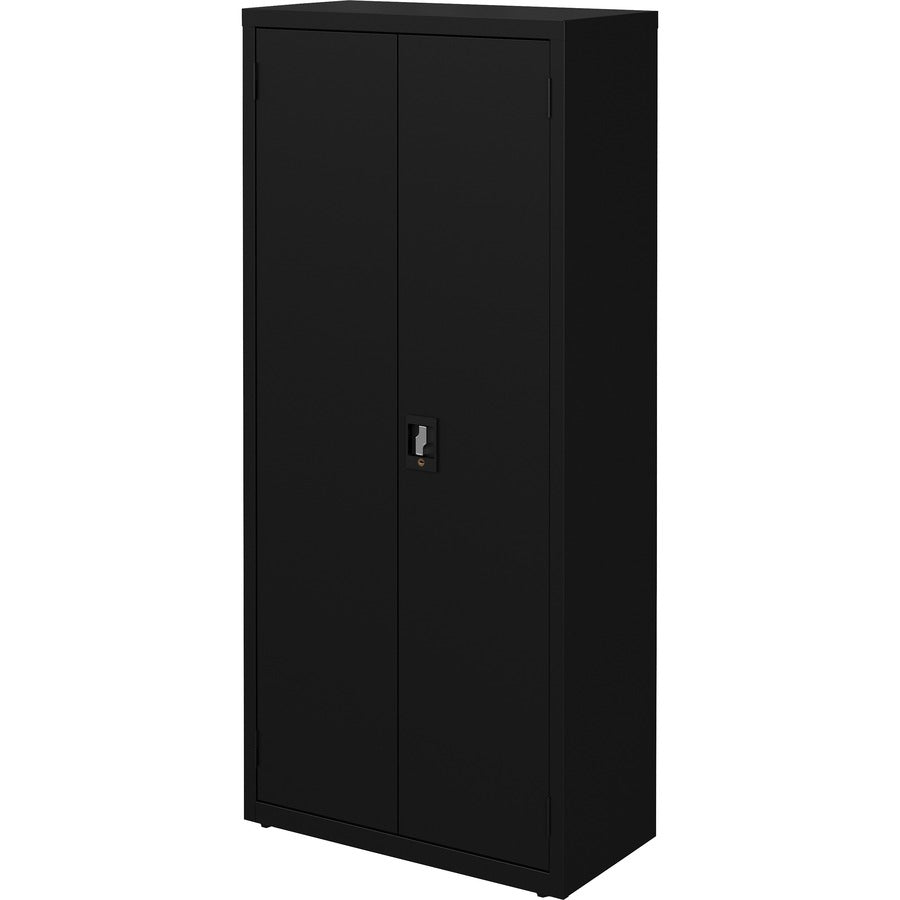 Lorell Fortress Series Slimline Storage Cabinet, 30"W x 15"D x 66"H, 4 Adjustable Shelves, 720 lb Capacity, Steel, Black, 1 Each