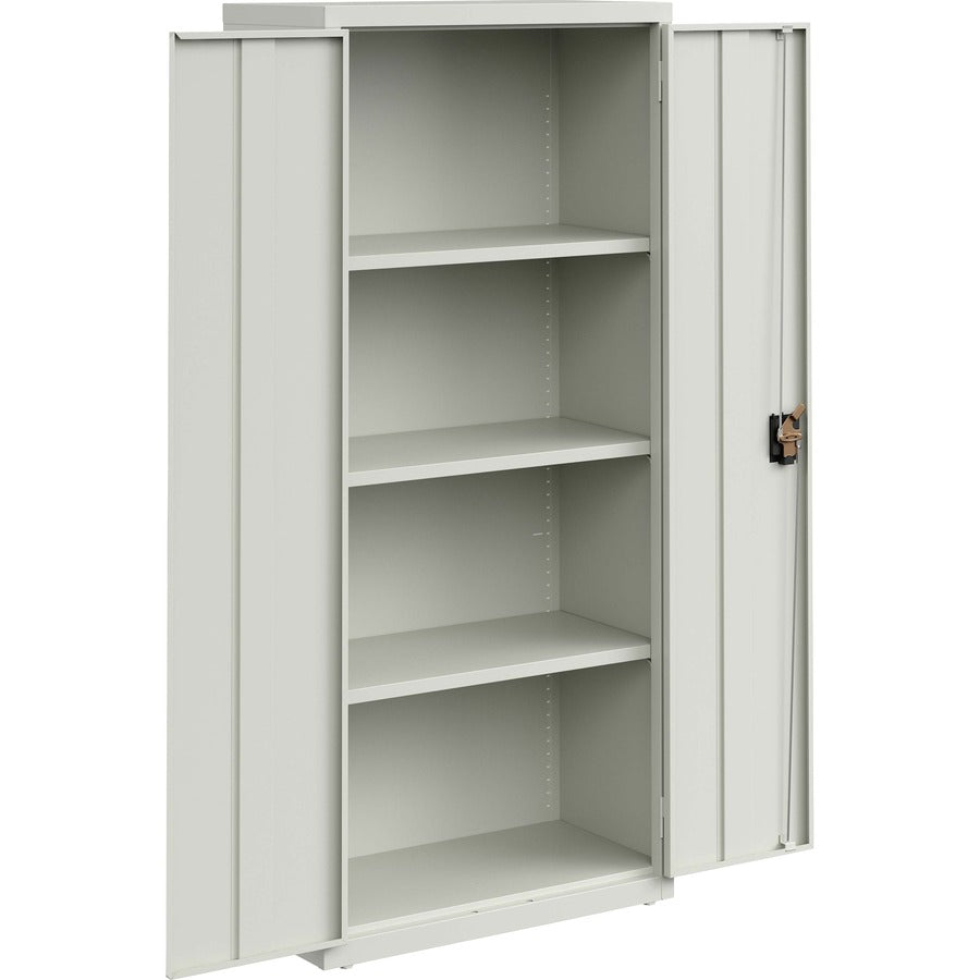 Lorell Fortress Series Slimline Storage Cabinet, 30"W x 15"D x 66"H, 4 Adjustable Shelves, 720 lb Total Capacity, Steel, Light Gray, 1 Each