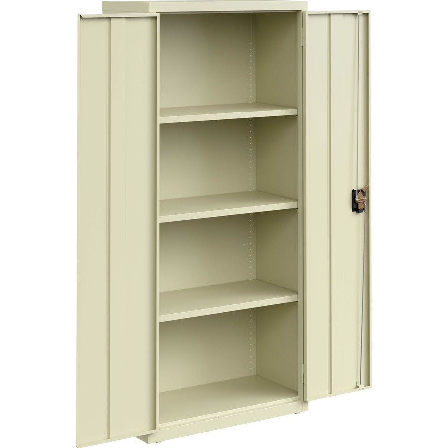 Lorell Fortress Series Slimline Storage Cabinet, 30"W x 15"D x 66"H, 4 Adjustable Shelves, 720 lb Total Capacity, Steel, Putty, 1 Each