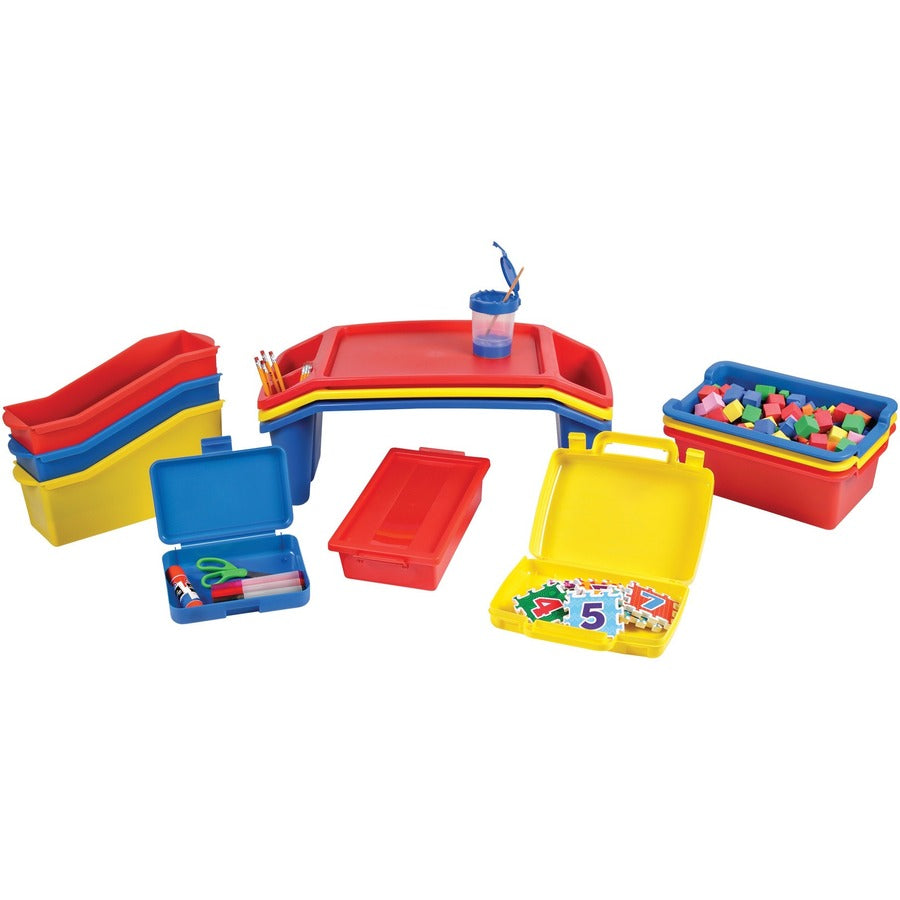 Deflecto Antimicrobial Kids Lap Tray, Blue, Polypropylene/Plastic, 8.53" H x 23.35" W x 12" D, 1 Each