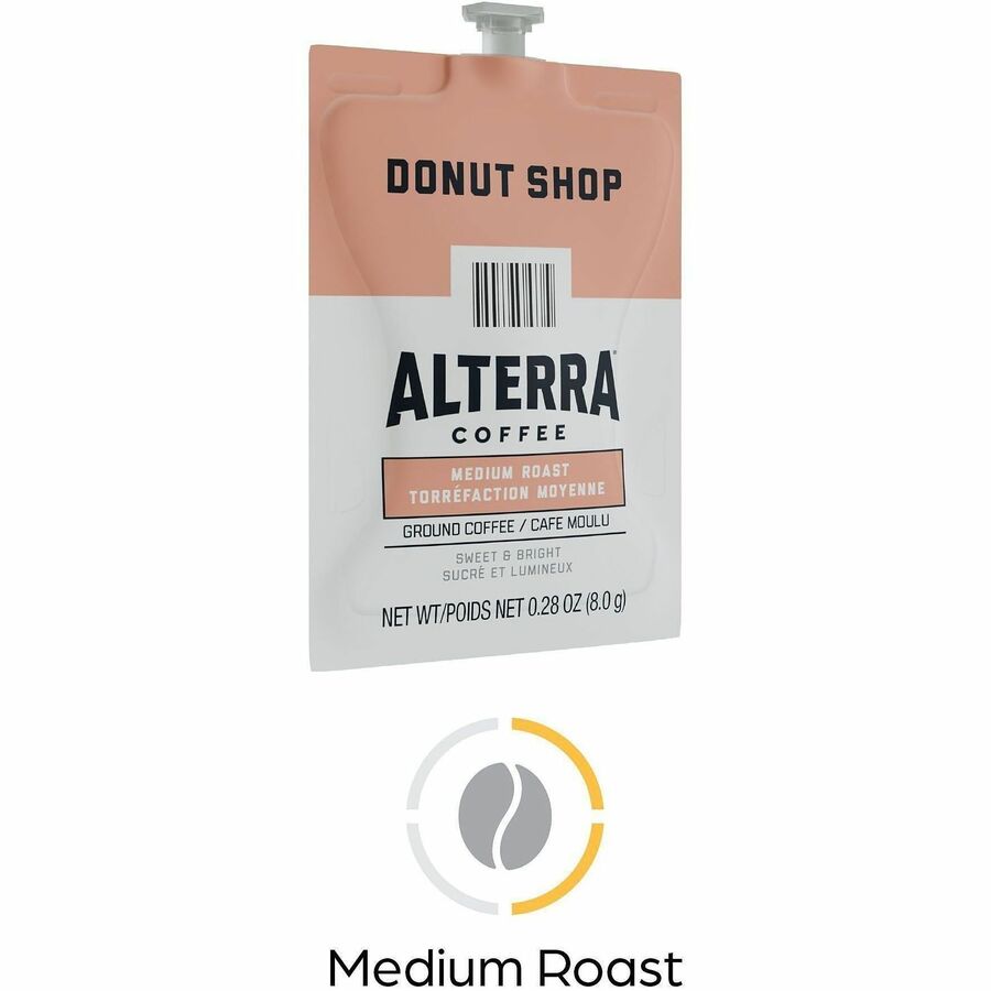 Compatible with Flavia Aroma, Flavia Barista, FLAVIA Creation 600, Flavia Creation 500, Flavia Creation 200, Flavia Creation 150, Flavia Creation 300 - Hot Coffee - Medium - Freshpack - Donut Shop Blend - Kosher - 100 / Carton