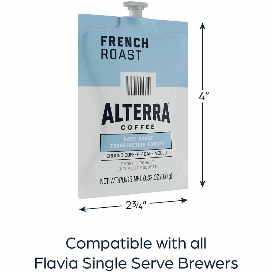 Compatible with Flavia Aroma, Flavia Barista, FLAVIA Creation 600, Flavia Creation 500, Flavia Creation 200, Flavia Creation 150, Flavia Creation 300 - Hot Coffee - Dark - Freshpack - French Roast, Regular - Kosher - 100 / Carton