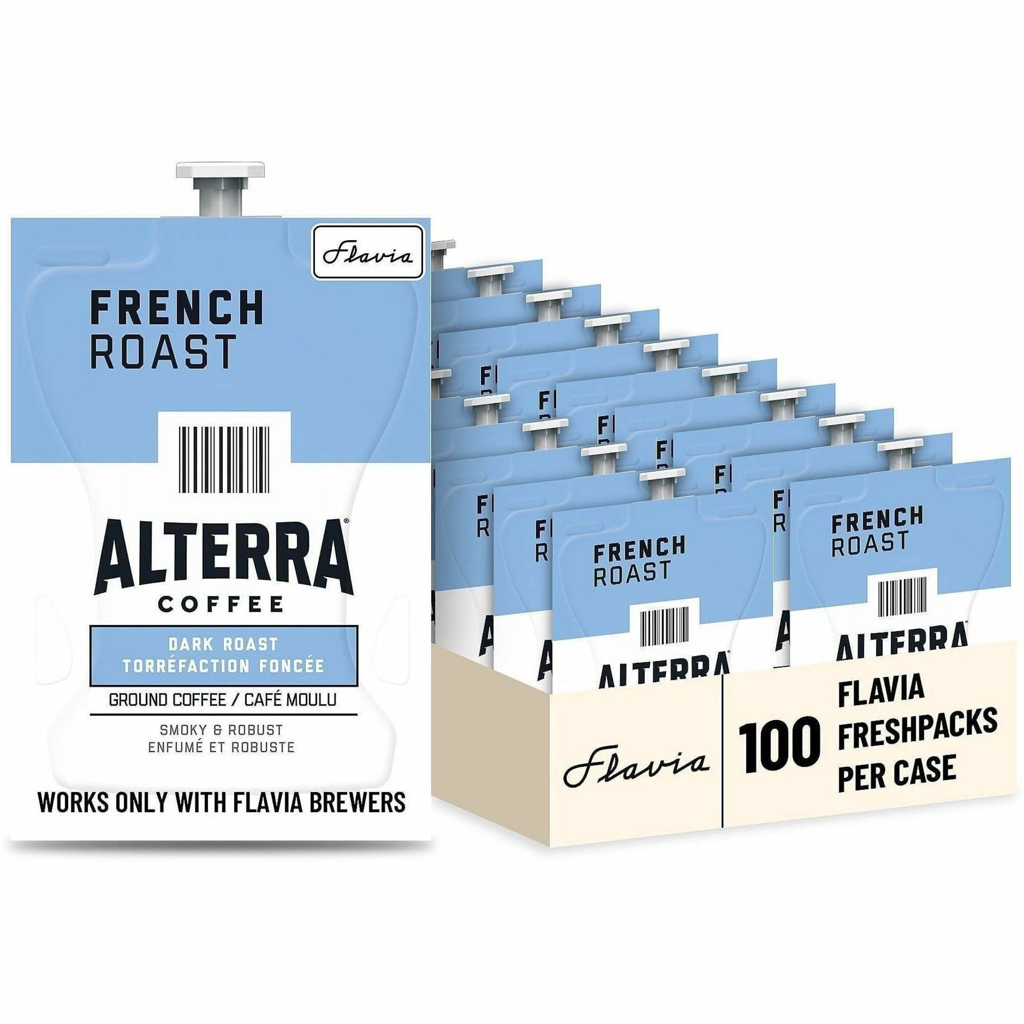 Compatible with Flavia Aroma, Flavia Barista, FLAVIA Creation 600, Flavia Creation 500, Flavia Creation 200, Flavia Creation 150, Flavia Creation 300 - Hot Coffee - Dark - Freshpack - French Roast, Regular - Kosher - 100 / Carton