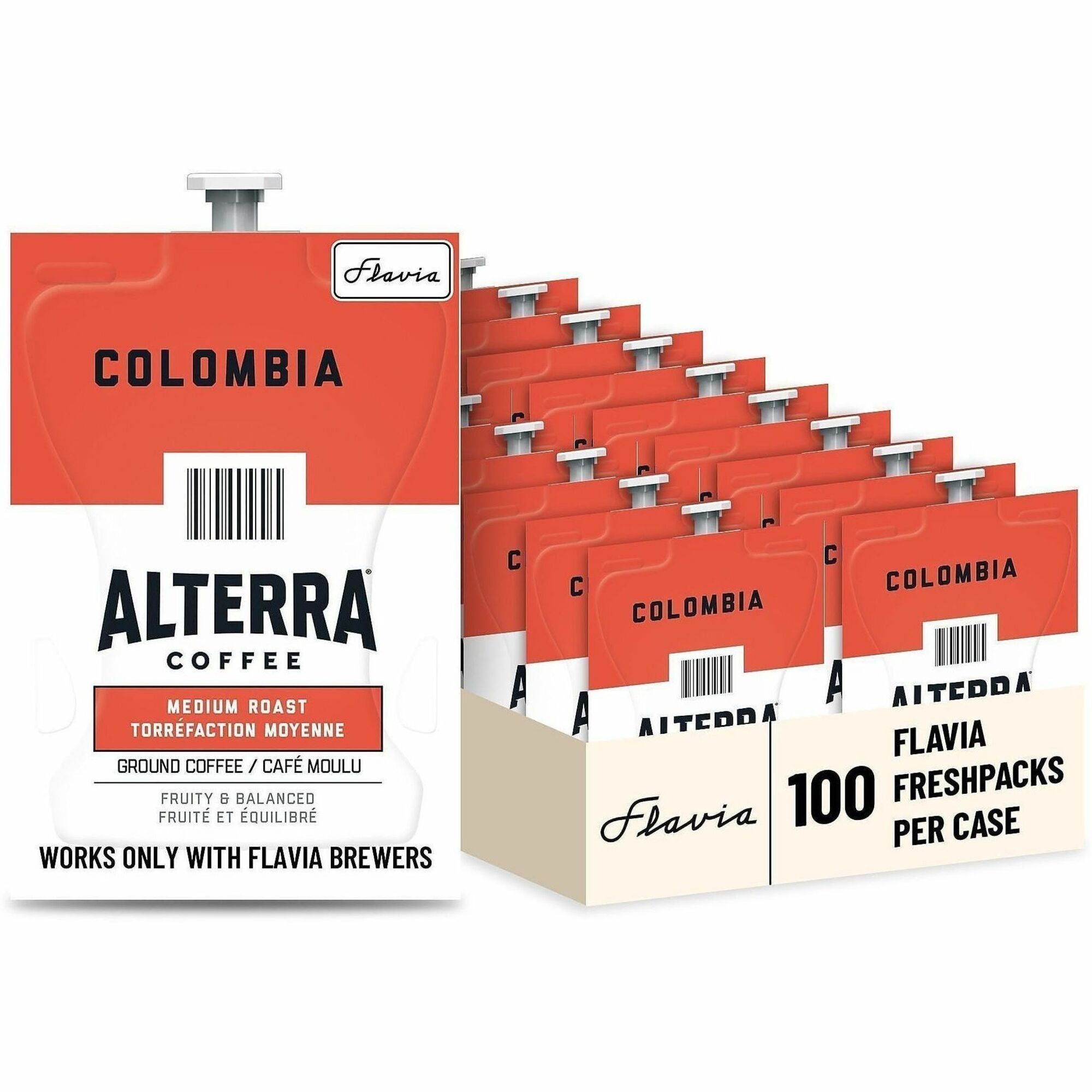 Compatible with Flavia Aroma, Flavia Barista, FLAVIA Creation 600, Flavia Creation 500, Flavia Creation 200, Flavia Creation 150, Flavia Creation 300, Flavia - Hot Coffee - Medium - Freshpack - Colombia, Regular - Kosher - 100 / Carton