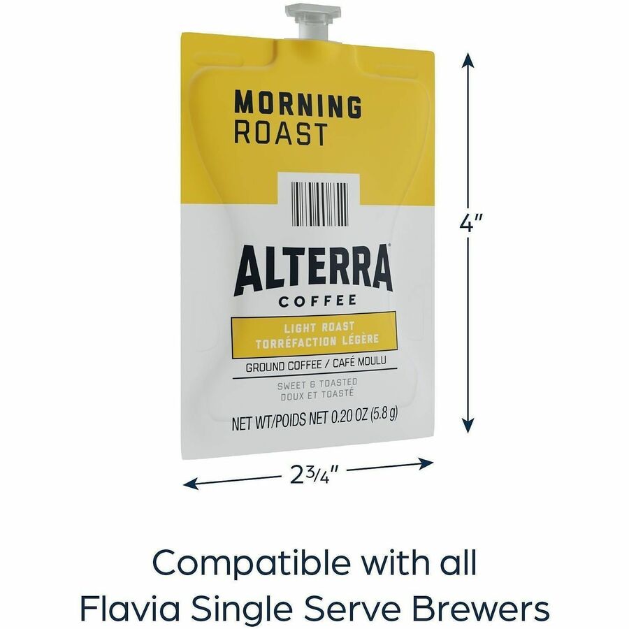 Compatible with Flavia Aroma, Flavia Barista, FLAVIA Creation 600, Flavia Creation 500, Flavia Creation 200, Flavia Creation 150, Flavia Creation 300, Flavia - Hot Coffee - Light - Freshpack - Morning, Regular - Kosher - 100 / Carton