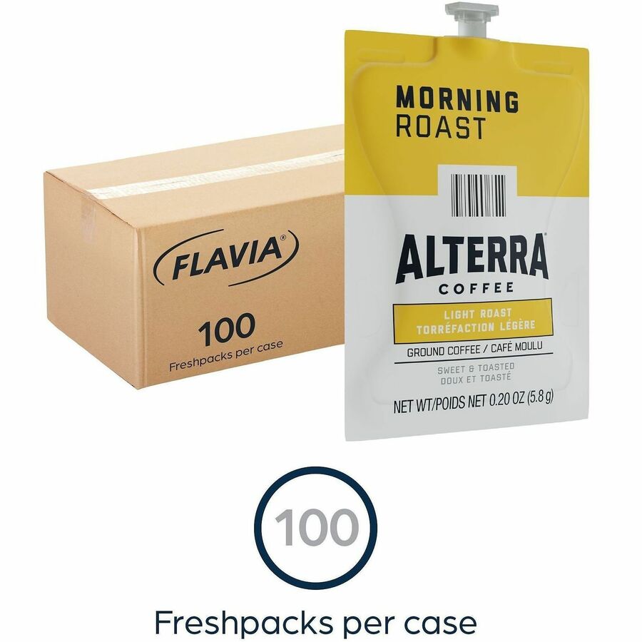 Compatible with Flavia Aroma, Flavia Barista, FLAVIA Creation 600, Flavia Creation 500, Flavia Creation 200, Flavia Creation 150, Flavia Creation 300, Flavia - Hot Coffee - Light - Freshpack - Morning, Regular - Kosher - 100 / Carton