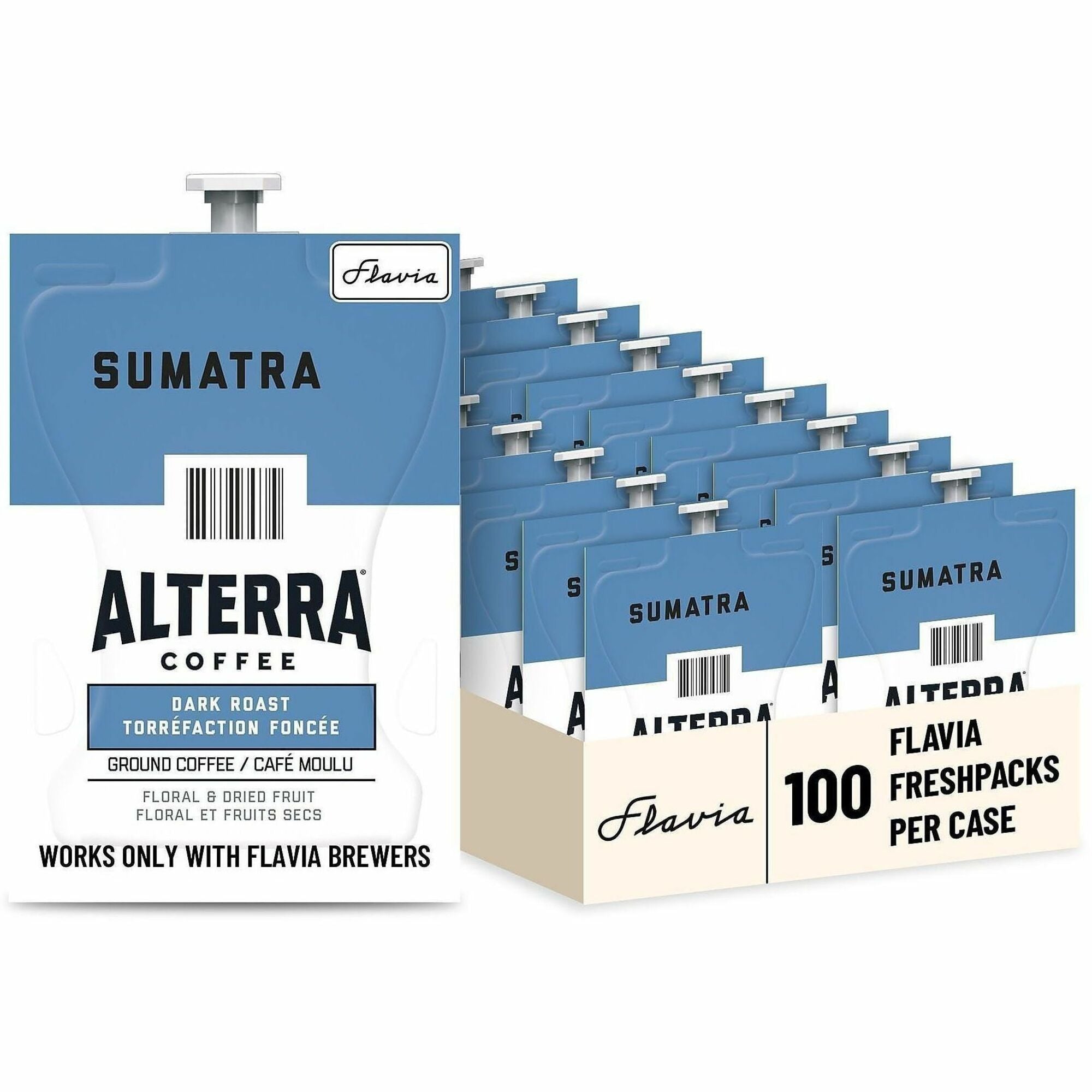Compatible with Flavia Aroma, Flavia Barista, FLAVIA Creation 600, Flavia Creation 500, Flavia Creation 200, Flavia Creation 150, Flavia Creation 300 - Hot Coffee - Dark - Freshpack - Sumatra - Kosher - 100 / Carton