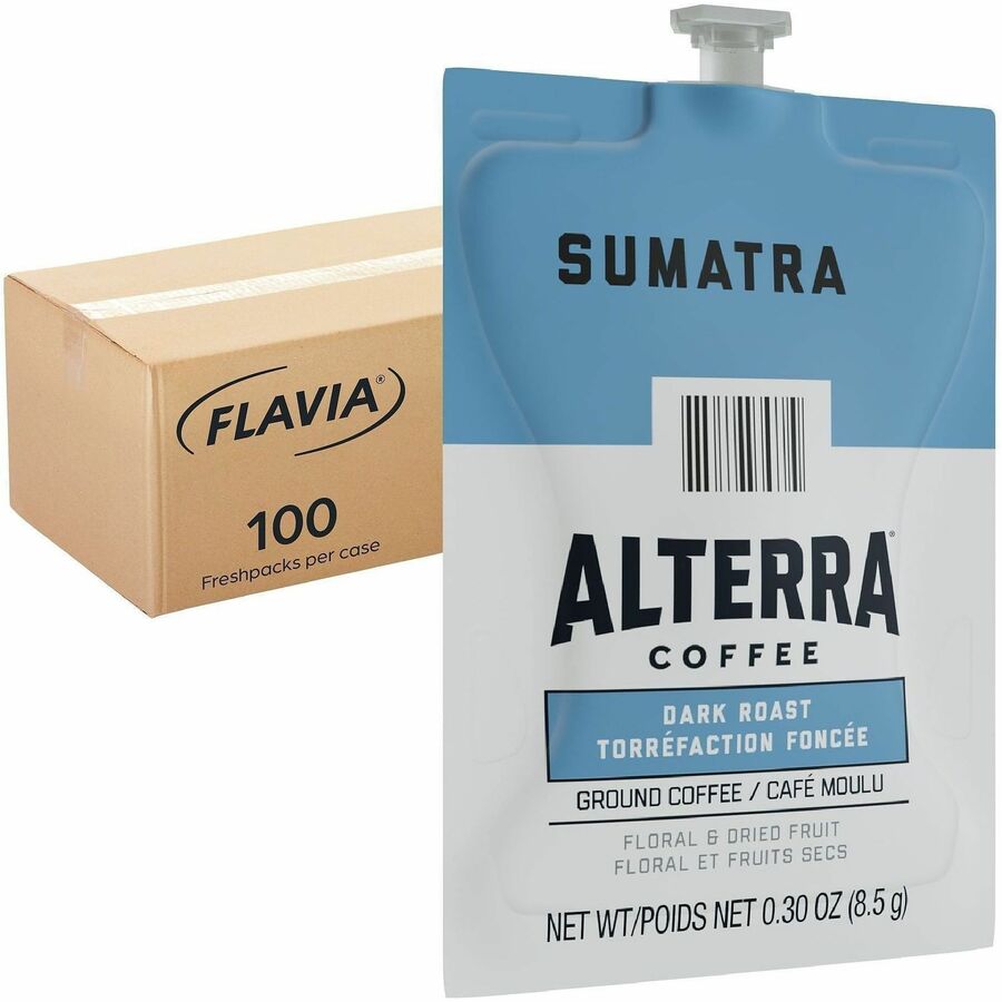 Compatible with Flavia Aroma, Flavia Barista, FLAVIA Creation 600, Flavia Creation 500, Flavia Creation 200, Flavia Creation 150, Flavia Creation 300 - Hot Coffee - Dark - Freshpack - Sumatra - Kosher - 100 / Carton
