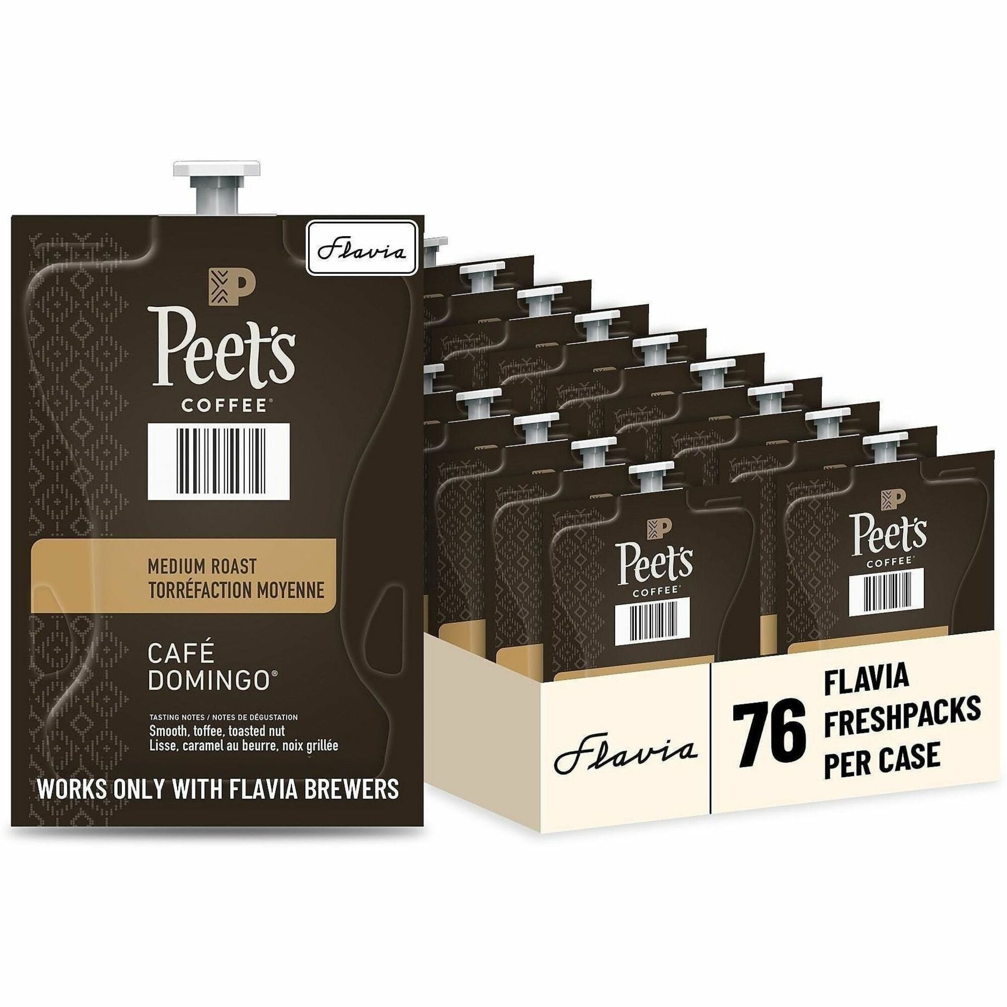 Compatible with Flavia Aroma, Flavia Barista, FLAVIA Creation 600, Flavia Creation 500, Flavia Creation 200, Flavia Creation 150, Flavia Creation 300 - Hot Coffee - Medium - Freshpack - Cafe Domingo - Kosher - 76 / Carton