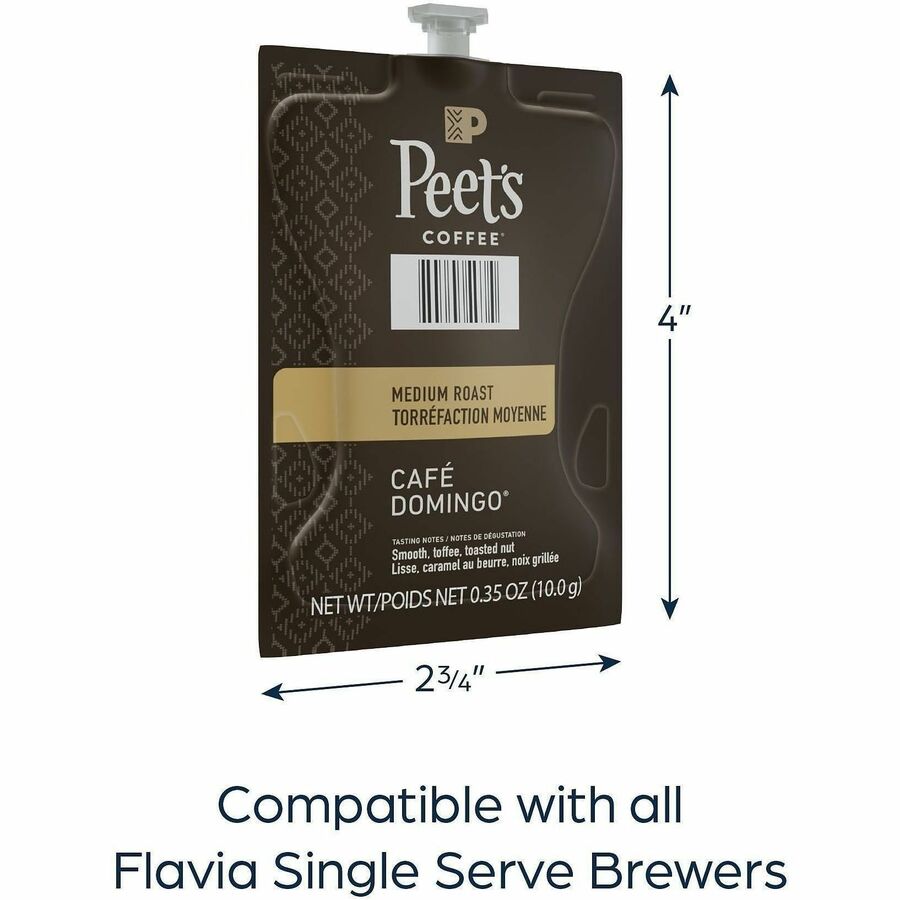 Compatible with Flavia Aroma, Flavia Barista, FLAVIA Creation 600, Flavia Creation 500, Flavia Creation 200, Flavia Creation 150, Flavia Creation 300 - Hot Coffee - Medium - Freshpack - Cafe Domingo - Kosher - 76 / Carton