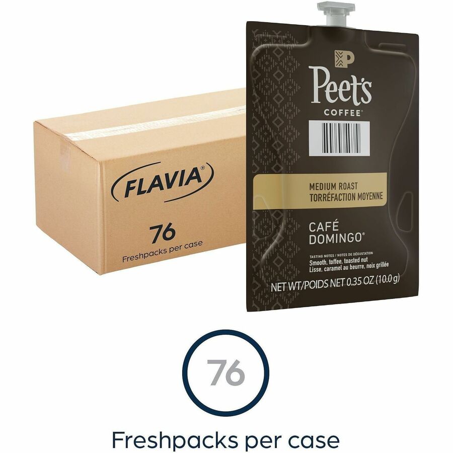 Compatible with Flavia Aroma, Flavia Barista, FLAVIA Creation 600, Flavia Creation 500, Flavia Creation 200, Flavia Creation 150, Flavia Creation 300 - Hot Coffee - Medium - Freshpack - Cafe Domingo - Kosher - 76 / Carton