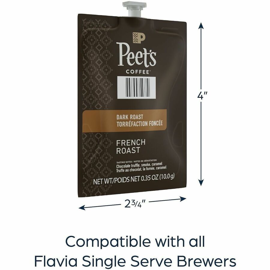 Compatible with Flavia Aroma, Flavia Barista, FLAVIA Creation 600, Flavia Creation 500, Flavia Creation 200, Flavia Creation 150, Flavia Creation 300 - Hot Coffee - Dark - Freshpack - French Roast - Kosher - 76 / Carton