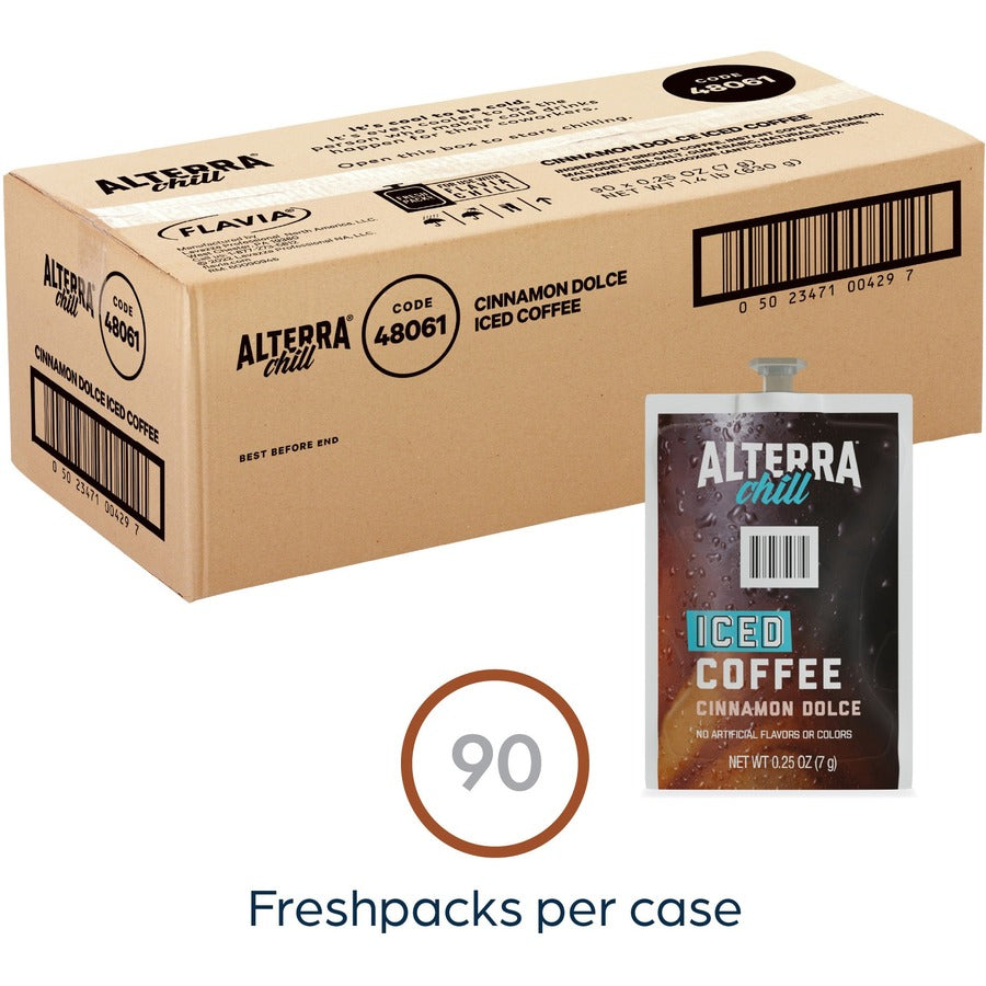 Compatible with Flavia Creation 300 with Chill Refresh Module, Flavia Creation 600 with Chill Module - Ice Coffee - Dark - Freshpack - Iced Cinnamon Dolc - Kosher - 90 / Carton