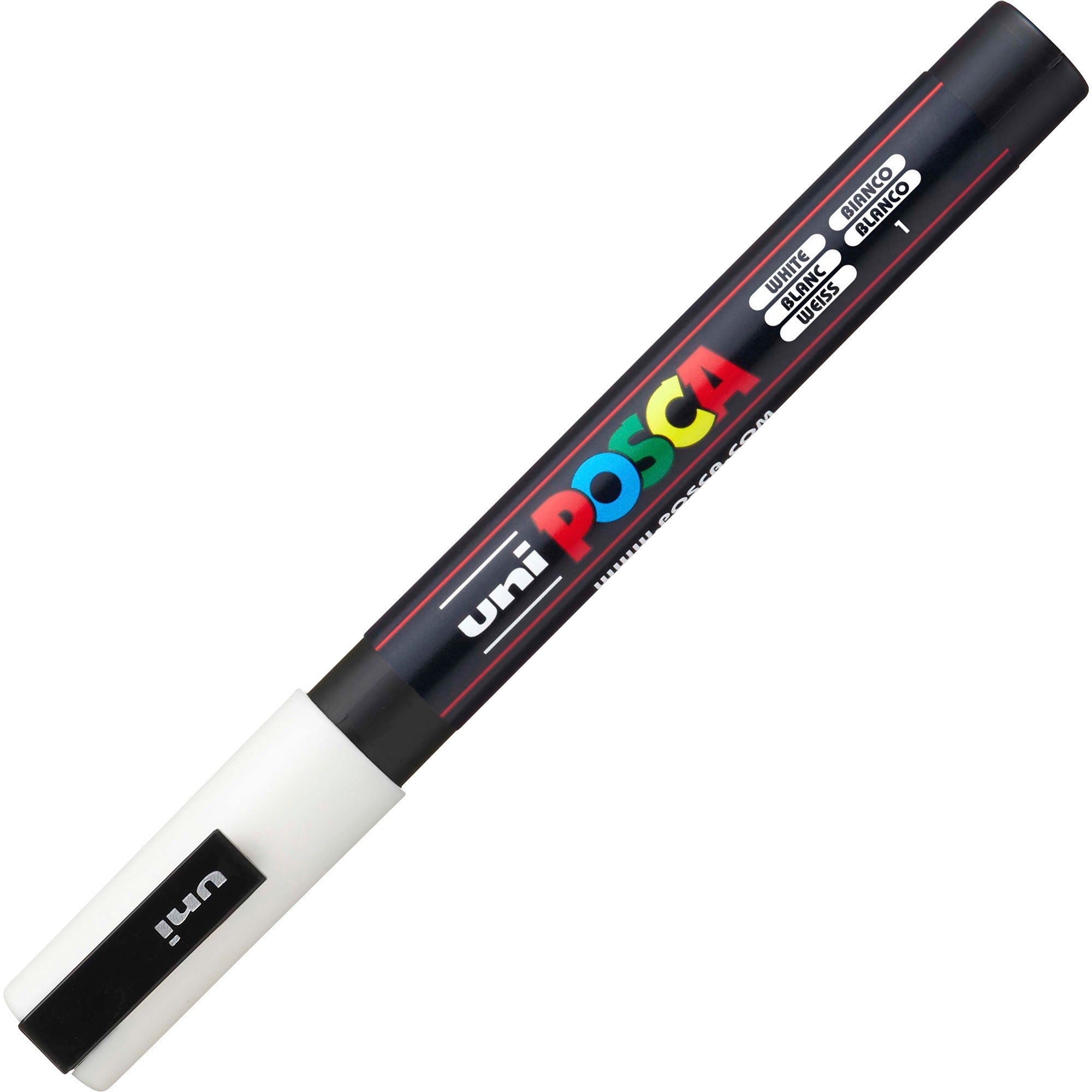 uni® POSCA PC-3M Water-Based Paint Markers, Reversible Fine Tip (0.9-1.3mm), White