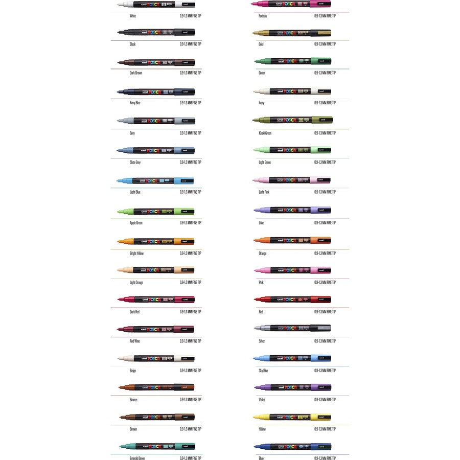 uni® POSCA PC-3M Water-Based Paint Markers, Reversible Fine Tip (0.9-1.3mm), White