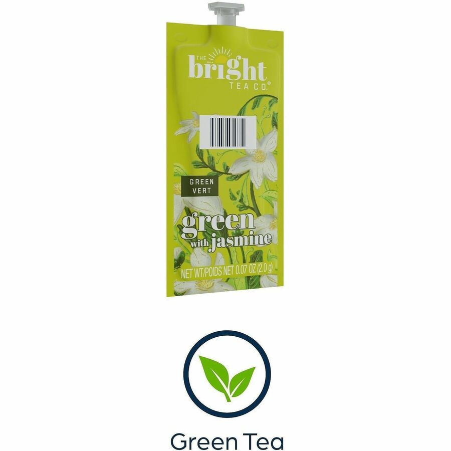 Flavia Bright Tea Co Green Tea with Jasmine, Caffeinated, Kosher, Freshpack, Compatible with Flavia Aroma, Creation 300, Creation 600, 100/Carton