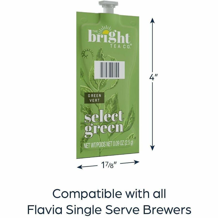 Compatible with Flavia Aroma, Flavia Creation 300, FLAVIA Creation 600, Flavia Creation 150, Flavia Creation 200, Flavia Creation 500 - Green Tea - Caffeinated - Kosher - 100 / Carton