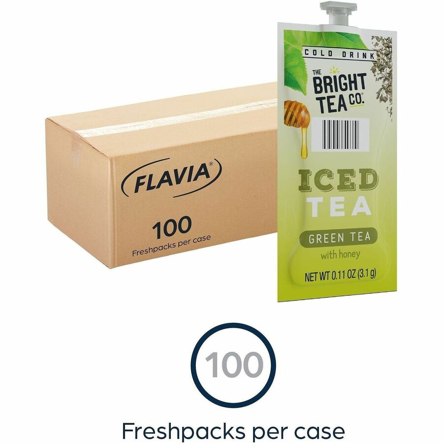 Compatible with Flavia Creation 300 with Chill Refresh Module, Flavia Creation 600 with Chill Module - Iced Green Tea - Caffeinated - Kosher - 100 / Carton