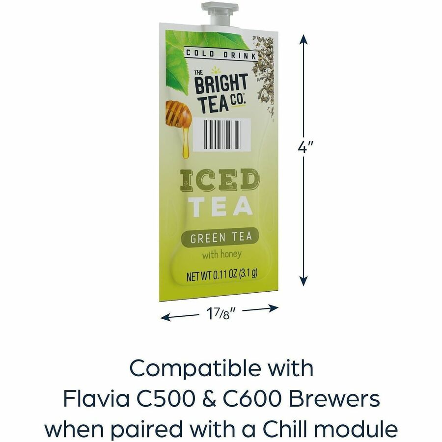 Compatible with Flavia Creation 300 with Chill Refresh Module, Flavia Creation 600 with Chill Module - Iced Green Tea - Caffeinated - Kosher - 100 / Carton