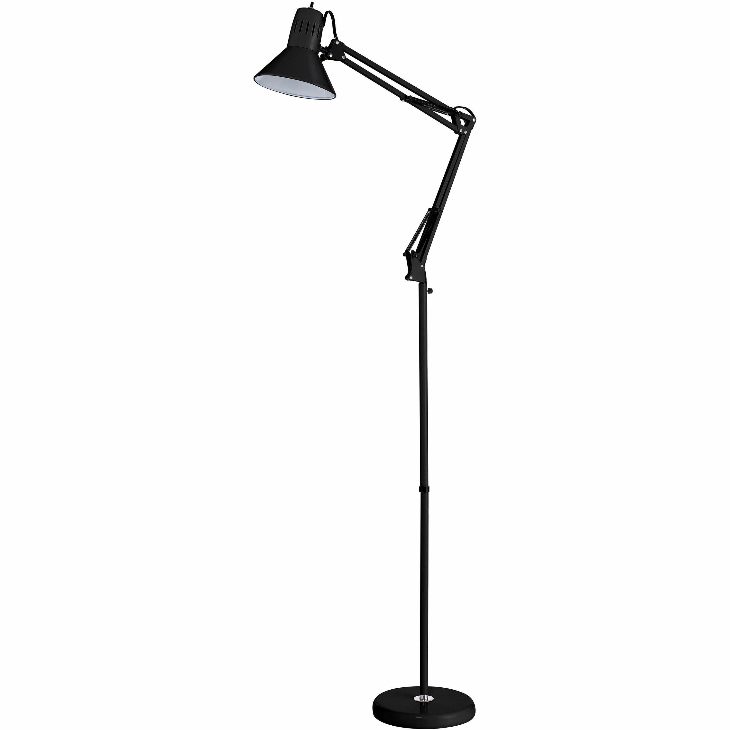 72" Height - 9 W LED Bulb - Swivel Arm, Weighted Base, Glare-free Light, Flicker-free, Adjustable Arm, Durable, Eco-friendly - 700 lm Lumens - Metal - Floor-mountable - Black - for Office, Workspace, Lounge, Home, Room, Reading, Studying, Living Room