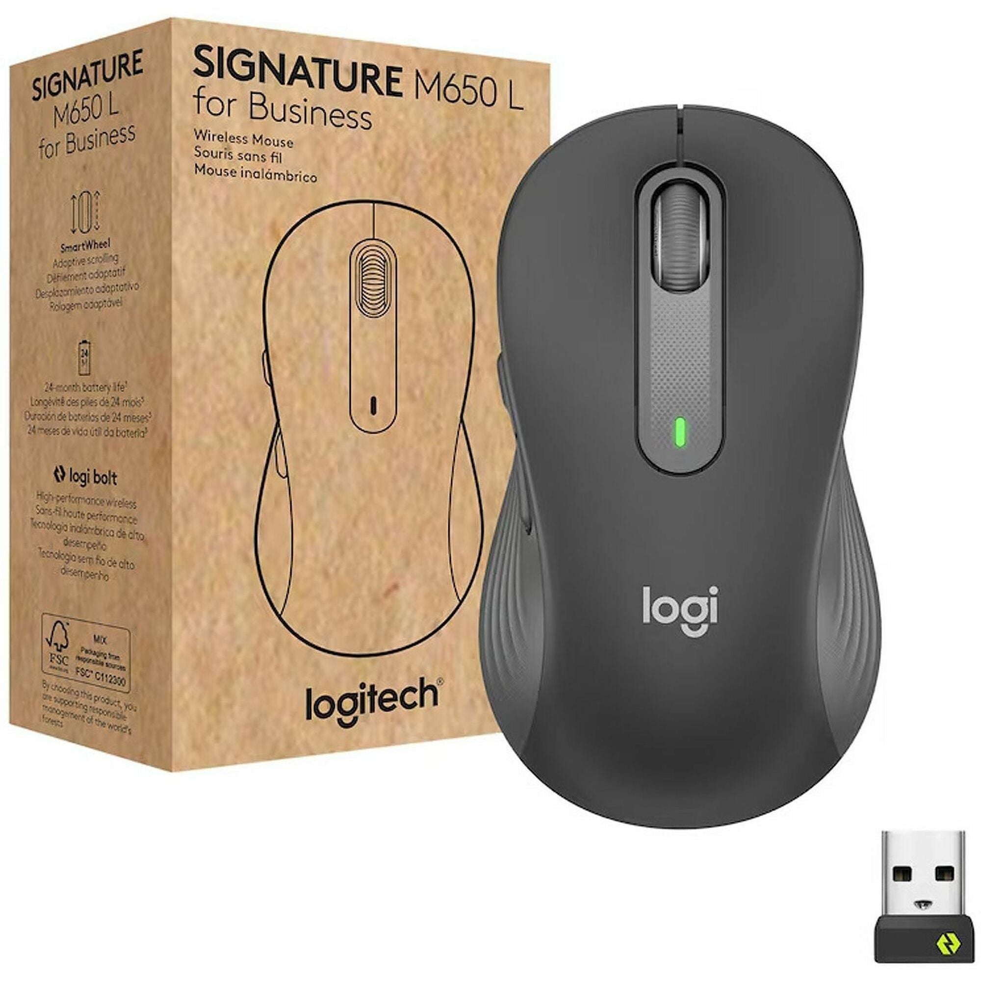 Wireless - 33 ft - Bluetooth/Radio Frequency - Graphite - USB - 4000 dpi - Scroll Wheel - 5 Button(s) - Medium Hand/Palm Size - Right-handed - 1 x AA Battery Supported - 2 Year Battery Run Time - 1 Each