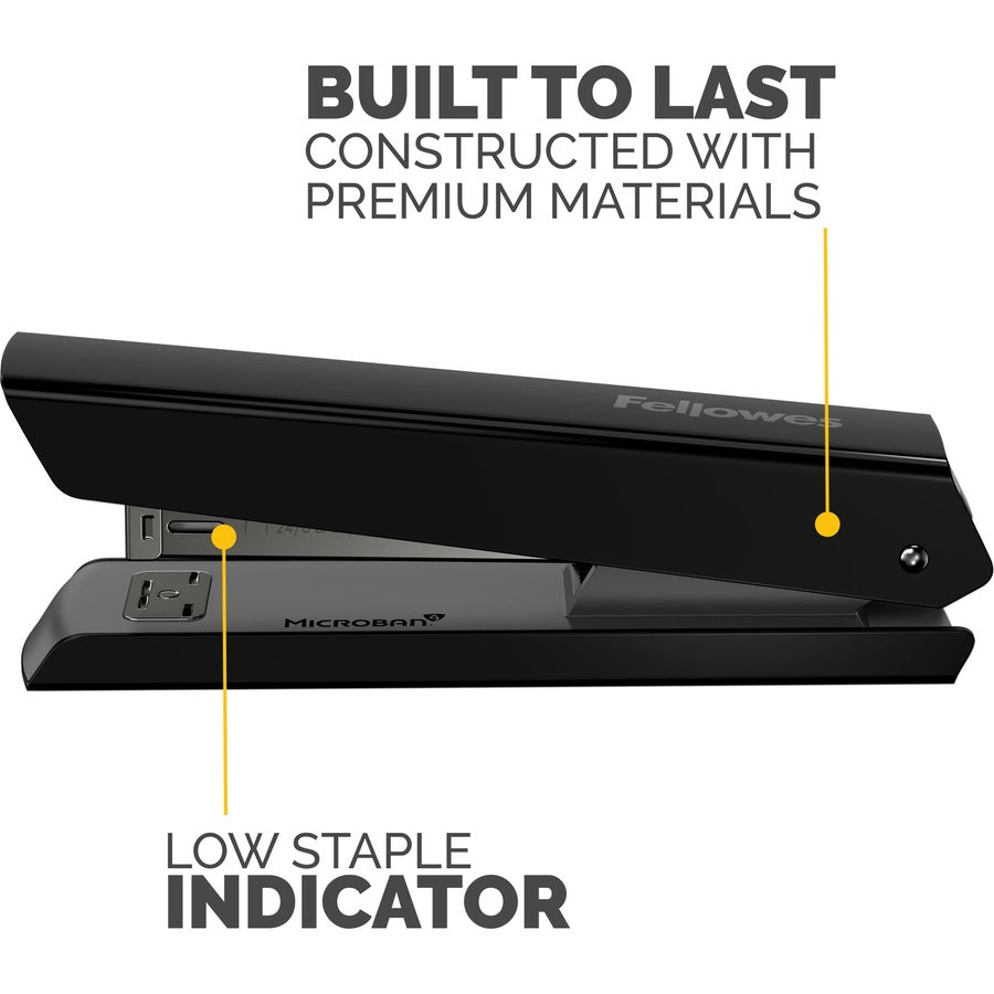 Fellowes LX820 Classic Office/Desktop Stapler - Holds Upto 210 Staple - Full Strip - Black - 1 Each