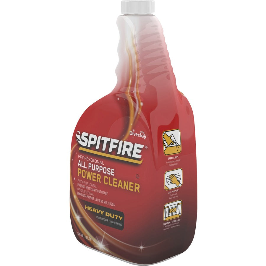 Diversey Spitfire Power Cleaner - Ready-To-Use - 32 fl oz (1 quart) - Fresh Scent - Heavy Duty - Red Spray Bottle - 4 / Carton