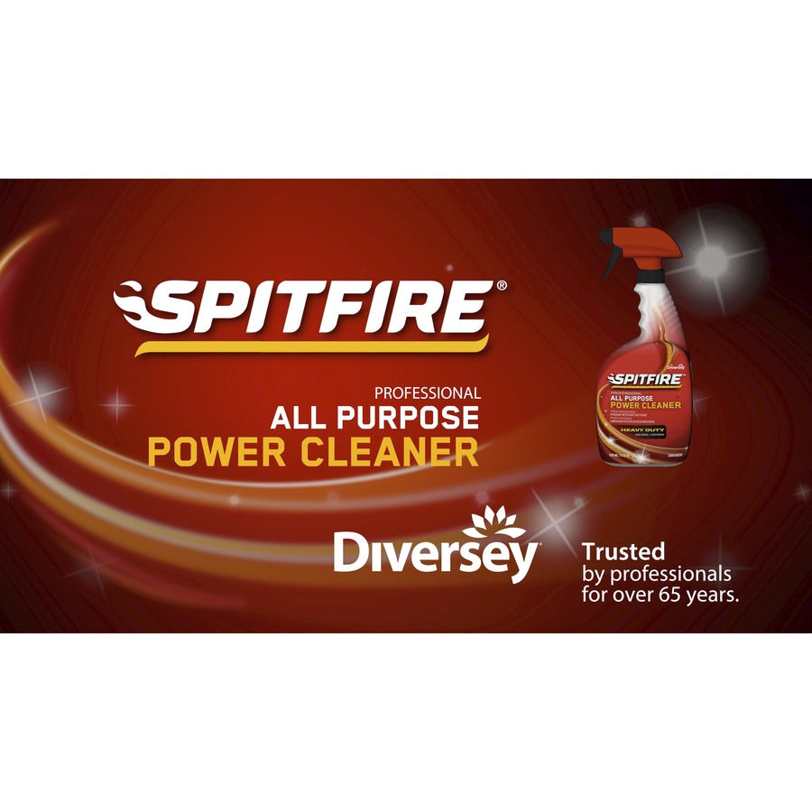 Diversey Spitfire Power Cleaner - Ready-To-Use - 32 fl oz (1 quart) - Fresh Scent - Heavy Duty - Red Spray Bottle - 4 / Carton