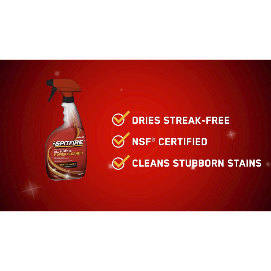 Diversey Spitfire Power Cleaner - Ready-To-Use - 32 fl oz (1 quart) - Fresh Scent - Heavy Duty - Red Spray Bottle - 4 / Carton