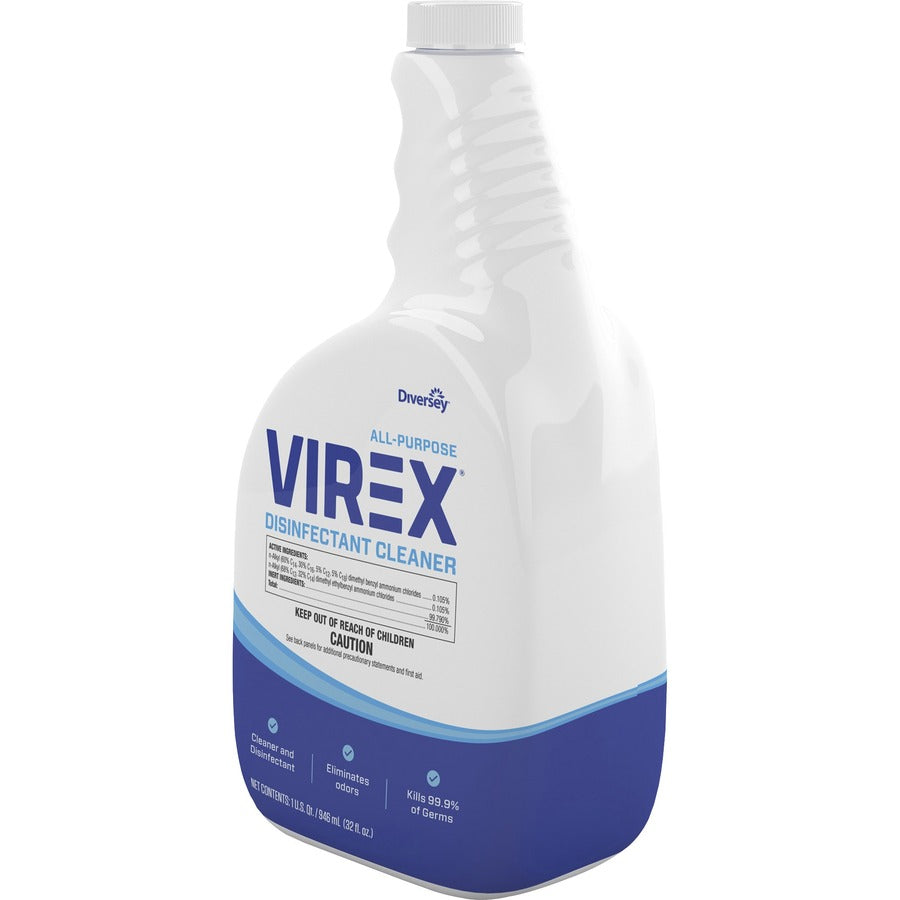 Diversey All-Purpose Virex Disinfectant Cleaner - Ready-To-Use - 32 fl oz (1 quart) - Citrus Scent - Deodorize, Odor Neutralizer - Clear Spray Bottle - 4 / Carton
