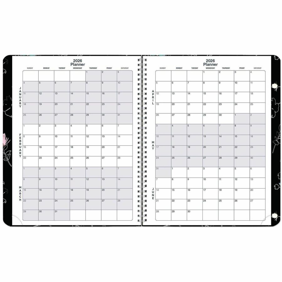 Rediform Essential Weekly/Monthly Planner, 14-Month, December 2025–January 2027, Twin Wire, Dramatic Floral, Soft Cover, Ruled, Tear-off Corners, Monthly Tabs, 1 Each